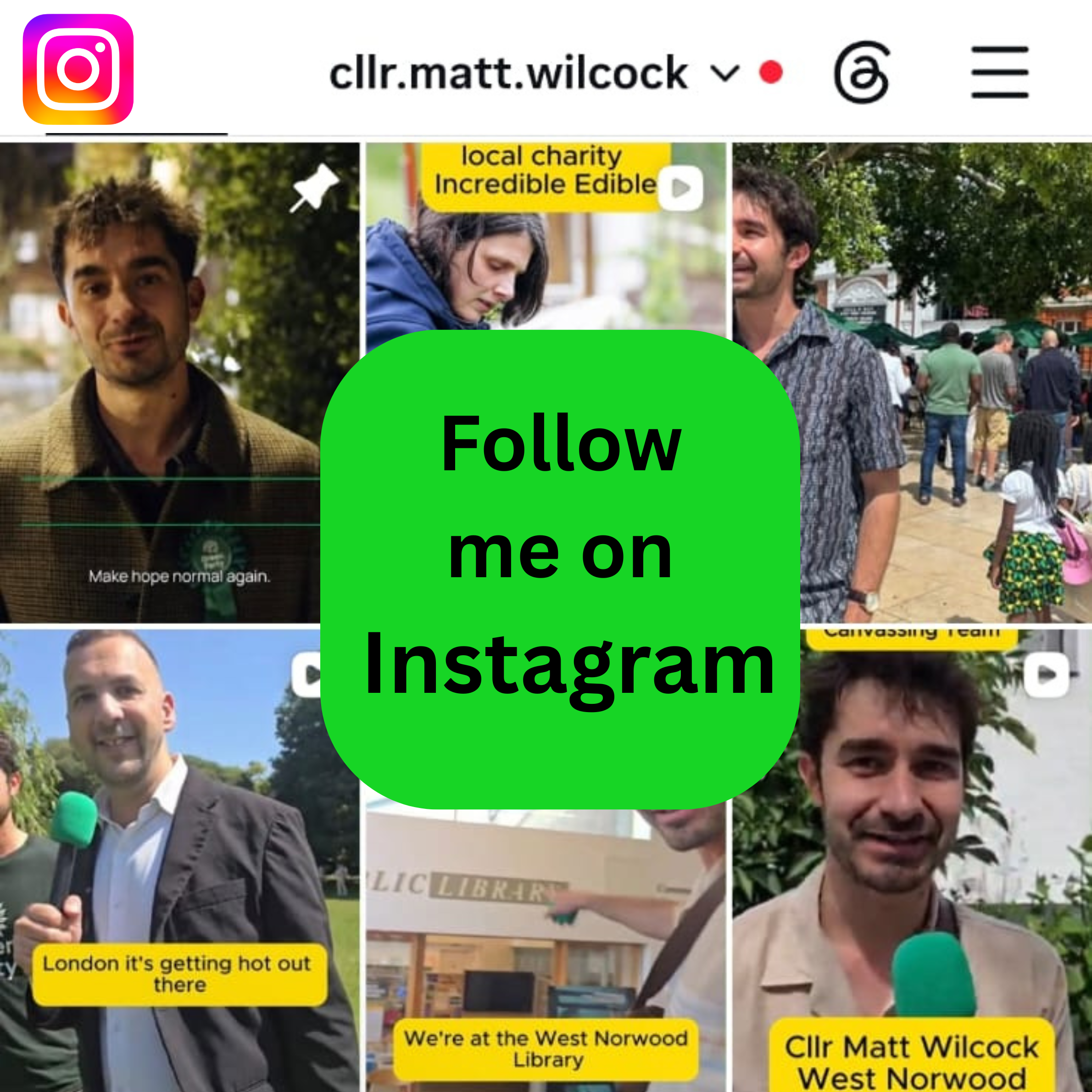 Matt Wilcock on Instagram @cllr.matt.wilcock